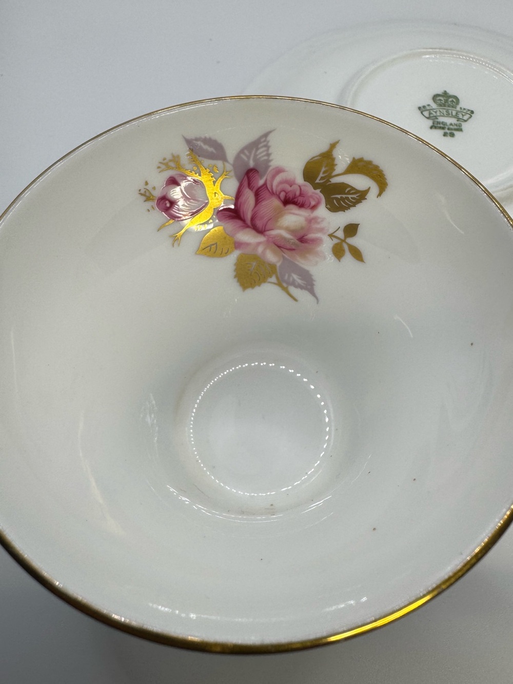 Vintage 1930s Aynsley Black Corset Teacup & Saucer Set Rose 30 - Picture 5 of 6